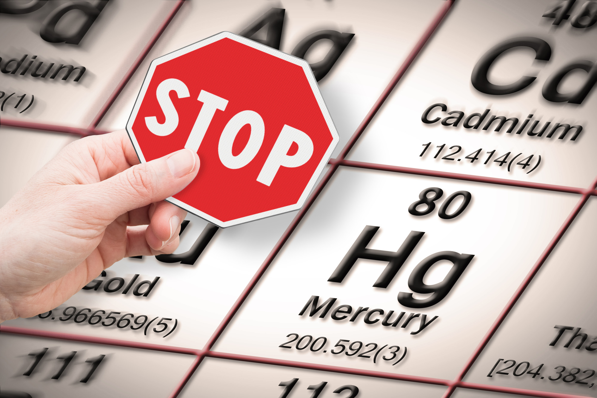 stop sign over heavy metals chart