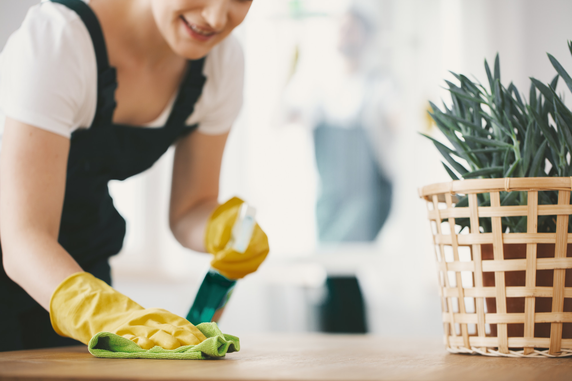 woman cleaning house