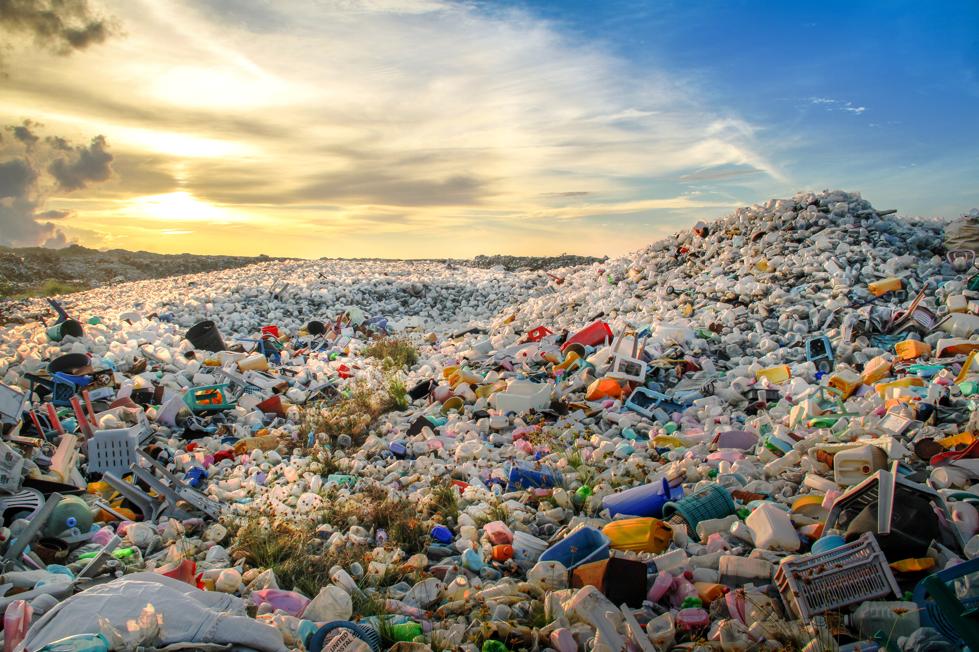 Plastic bottles at landfill